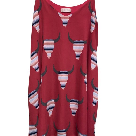 VTG‎ Altar’d State Dress A-Line Longhorn Rainbow Skull Print Sz M USA Sleeveless - Picture 8 of 16